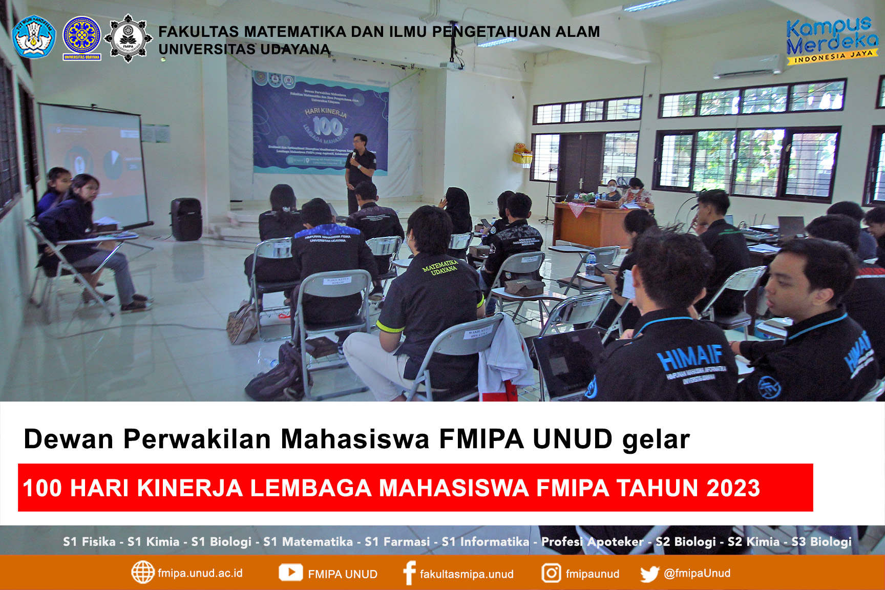 100 DAY PERFORMANCE OF FMIPA STUDENT INSTITUTIONS IN 2023