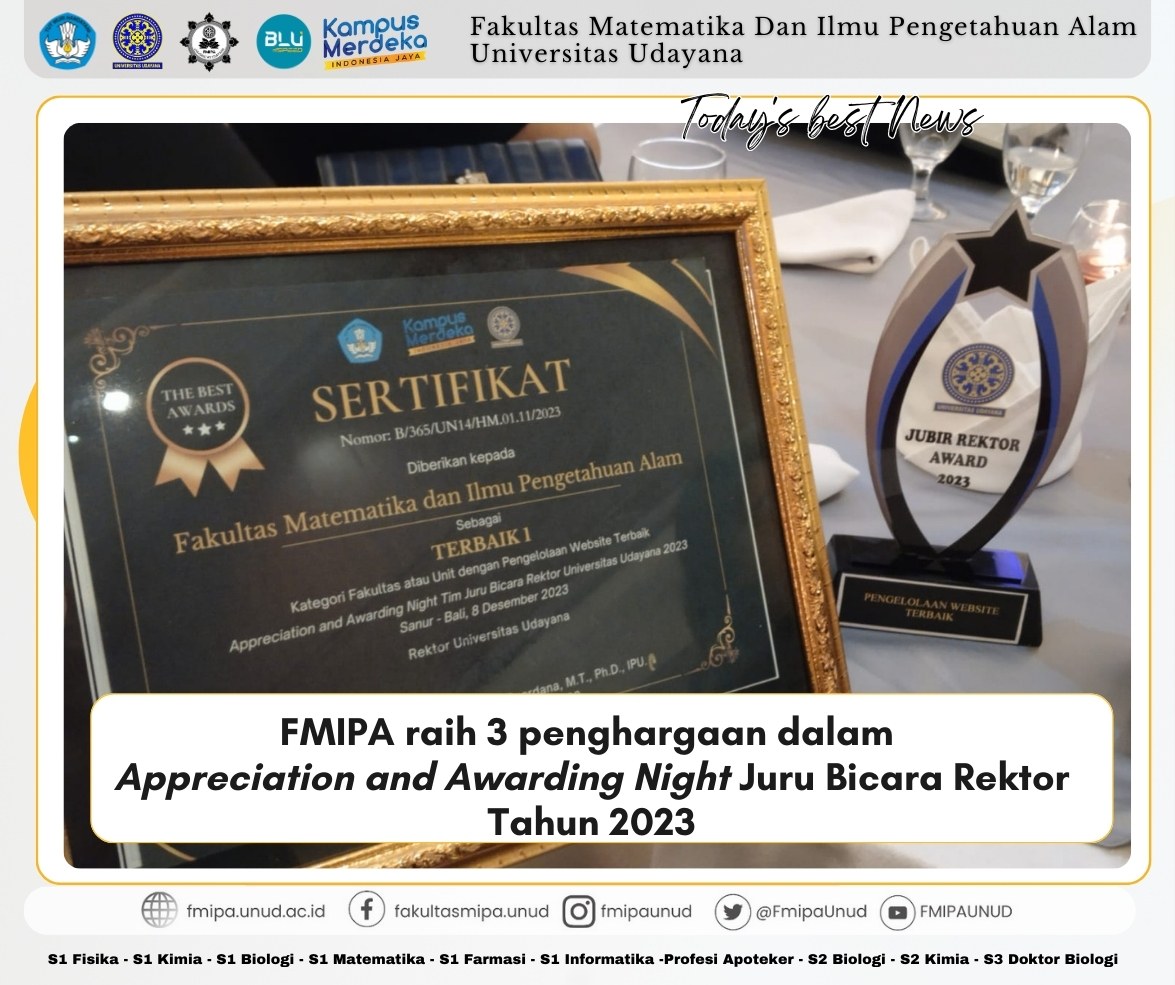 FMIPA raih 3 penghargaan dalam Appreciation and Awarding Night Juru Bicara Rektor tahun 2023
